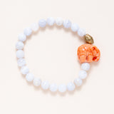 African Brass, Blue Lace Agate & Coral Composite Elephant Bracelet