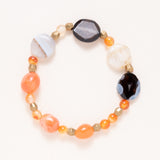 African Brass, Carnelian & Geode Bracelet