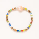 African Brass and Colorful Beads & Carnelian Bracelet