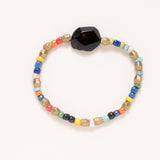 African Brass, Colorful Beads & Carnelian Bracelet