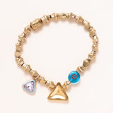 African Brass, Mosaic bead, Gold Plated Triangle and Rhinestone Enamel Pendant