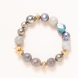 Labradorite, Precious Pearls, African Brass & Pyrite
