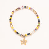 African Brass, Trade Beads with Silver & Gold plated Star Pendant with Baby Sapphire