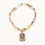 African Trade & Brass Beads with Brass Ganesha Pendant