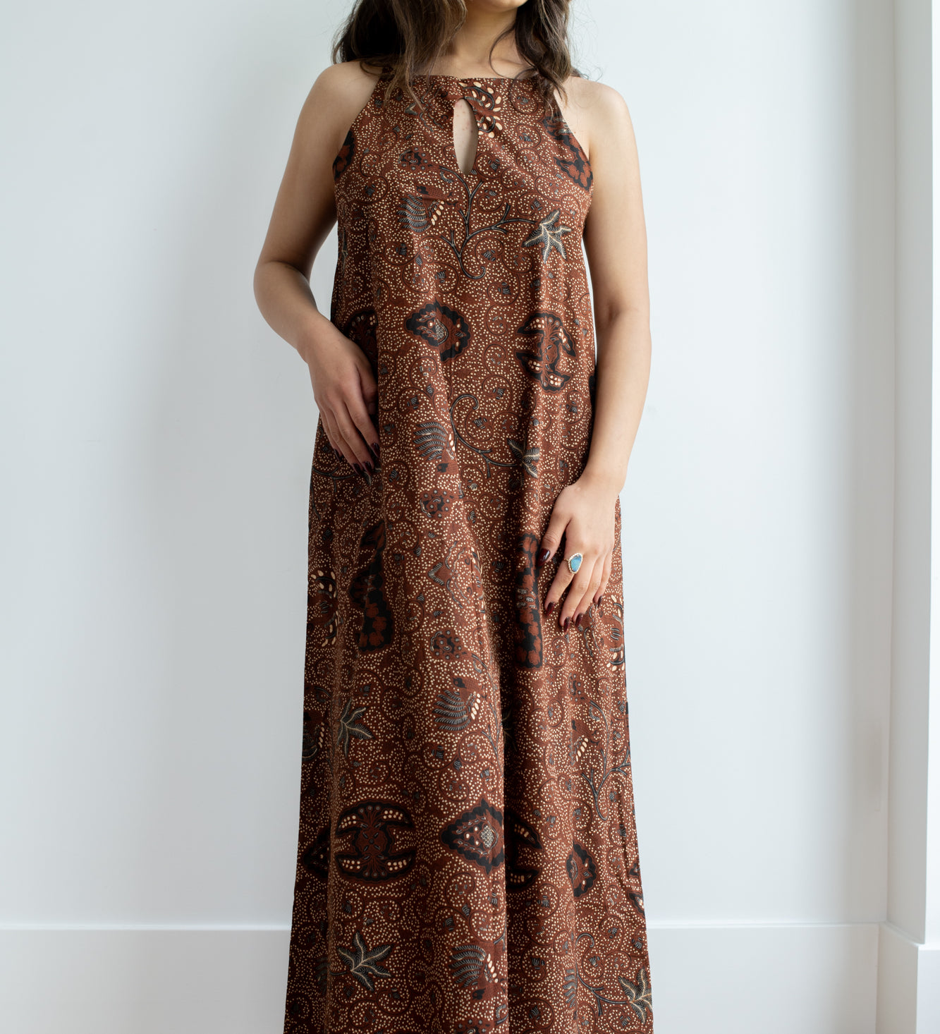 cotton batik dress ANITA SUNNIE COTTON BATIK DRESS MALIBU LATTE