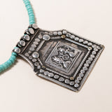 Kingman Turquoise Necklace with Silver Deity Pendant
