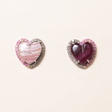 Purple Oyster Heart Shaped Studs
