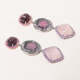 Moonfaced Garnet, Watermelon Tourmaline & Morganite Earrings