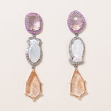 Rose Quartz, Pearl Fish & Rutilated Quartz Earrings