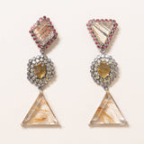 Rutilated Quartz, Orange Sapphire & CItrine Earrings