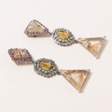 Rutilated Quartz, Orange Sapphire & CItrine Earrings