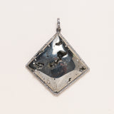 Diamond Shaped Pyrite, Silver & Pavé Diamonds Pendant