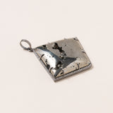 Diamond Shaped Pyrite, Silver & Pavé Diamonds Pendant
