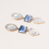 Aquamarine, Neon Kyanite, Moonstone, 14K Gold & Pave Diamond Earrings