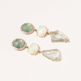 Green Beryl, Ethiopian Opal, Rutilated Quartz, 14k gold & Pavé Diamond Earrings