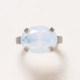 Faceted Moonstone & Oxidized Silver Ring