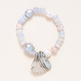 Chalcedony, Mixed Precious Pearls & Abalone Shell Bracelet