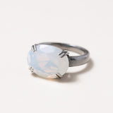 Faceted Moonstone & Oxidized Silver Ring