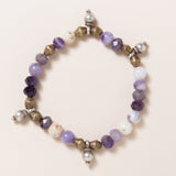 Pink Opal, Amethyst, Brass & Vintage Silver