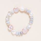 Chalcedony, Mixed Precious Pearls & Crystal Beads Bracelet
