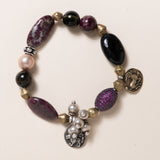 Tourmaline, Brass, Silver, Sapphire & Pearl