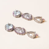 Silver Zircon, Rutilated Quartz & Amethyst Drop Earrings
