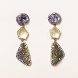 Pink Amethyst and Rainbow Druzy Drop Earrings