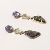 Pink Amethyst and Rainbow Druzy Drop Earrings