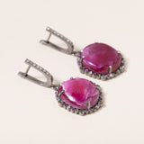 Dyed Agate with Pave Diamonds/Rubies and Silver