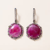 Dyed Agate with Pave Diamonds/Rubies and Silver