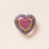 Watermelon Tourmaline Heart Ring