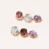 Pink Tourmaline, Aquamarine & Ruby Earrings