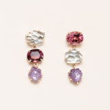 Pink Tourmaline, Aquamarine & Ruby Earrings