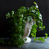 Women's Head Statue Vase with Planted Ivy