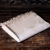 Hand Embroidered Pashmina with White Decorative Border