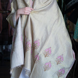 Hand Embroidered Pashmina with Flowers & Gold Thread