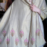 Hand Embroidered Pashmina with Flowers & Gold Thread