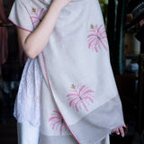 Hand Embroidered Pashmina with Palm Trees