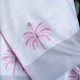 Hand Embroidered Pashmina with Palm Trees