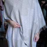 Hand Embroidered Pashmina with White Decorative Border
