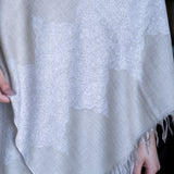 Hand Embroidered Pashmina with White Decorative Border