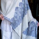 Hand Embroidered Pashmina with Blue Florals