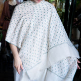 Hand Embroidered Pashmina with Small Blue Flowers