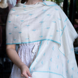 Hand Embroidered Pashmina with Turquoise Flowers