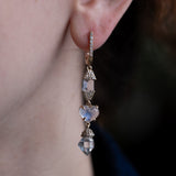 Morganite, Moonstone Hearts, Herkimer Diamond, 14K Gold & Pave Diamond Earrings