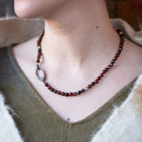 Jasper Necklace with Silver and Diamond Pave Clasp