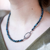 Sodalite Necklace with Silver Diamond Pave Clasp