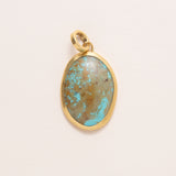 Very Large Royston Turquoise Pendant set into 22K gold