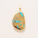 Large Royston Turquoise Pendant set into 22K gold