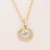 18K Pendant with Oval Old Mine Cut 1.65 Carat White Sapphire